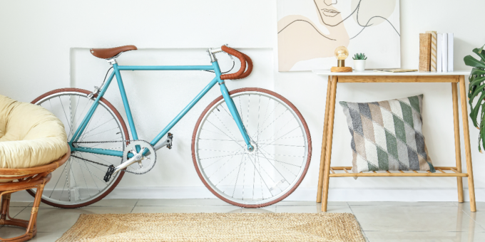 bicycle in small apartment